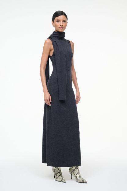STAUD | Canal Midi Dress Charcoal