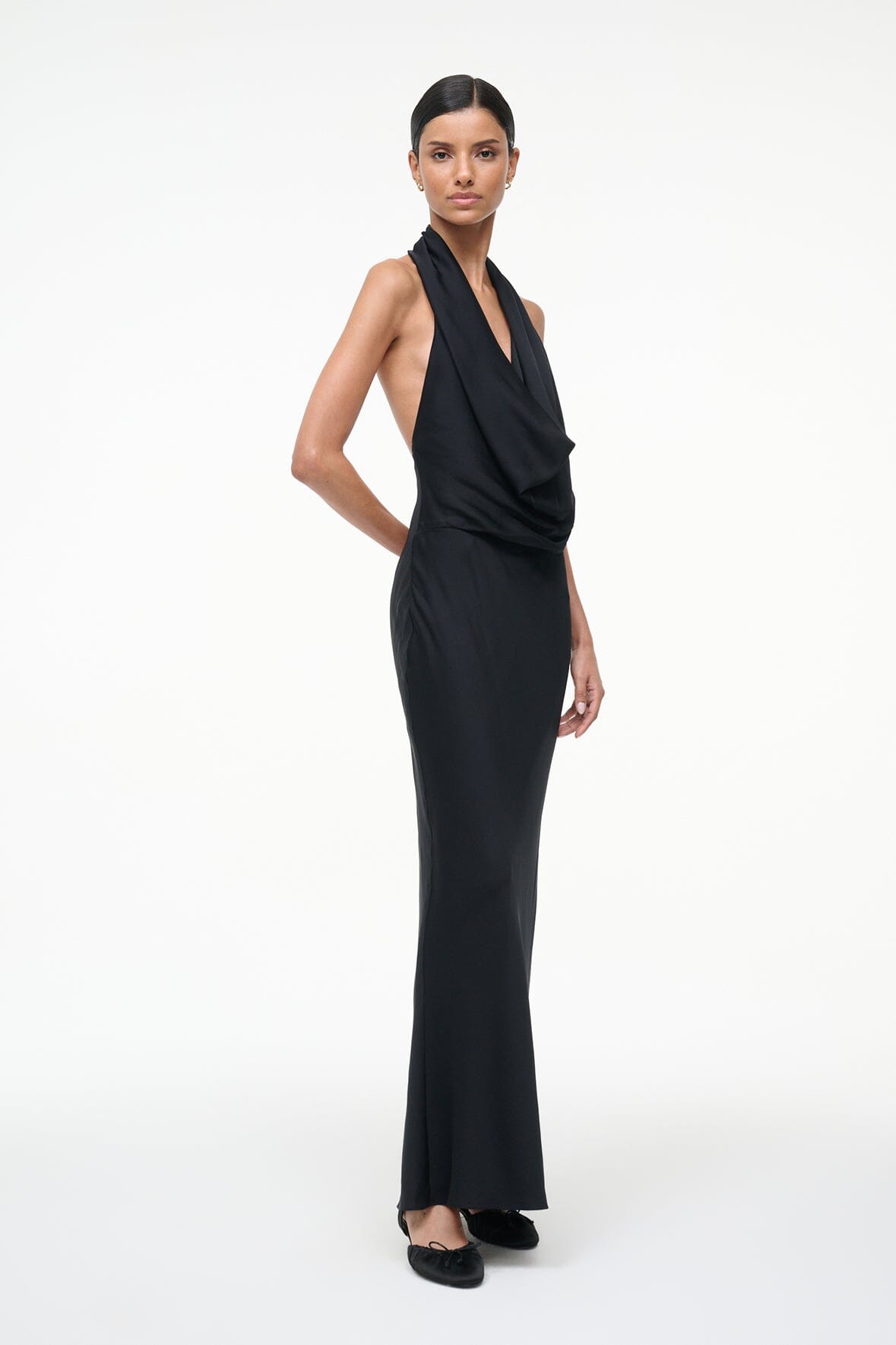 STAUD | Poppi Silk Dress Black
