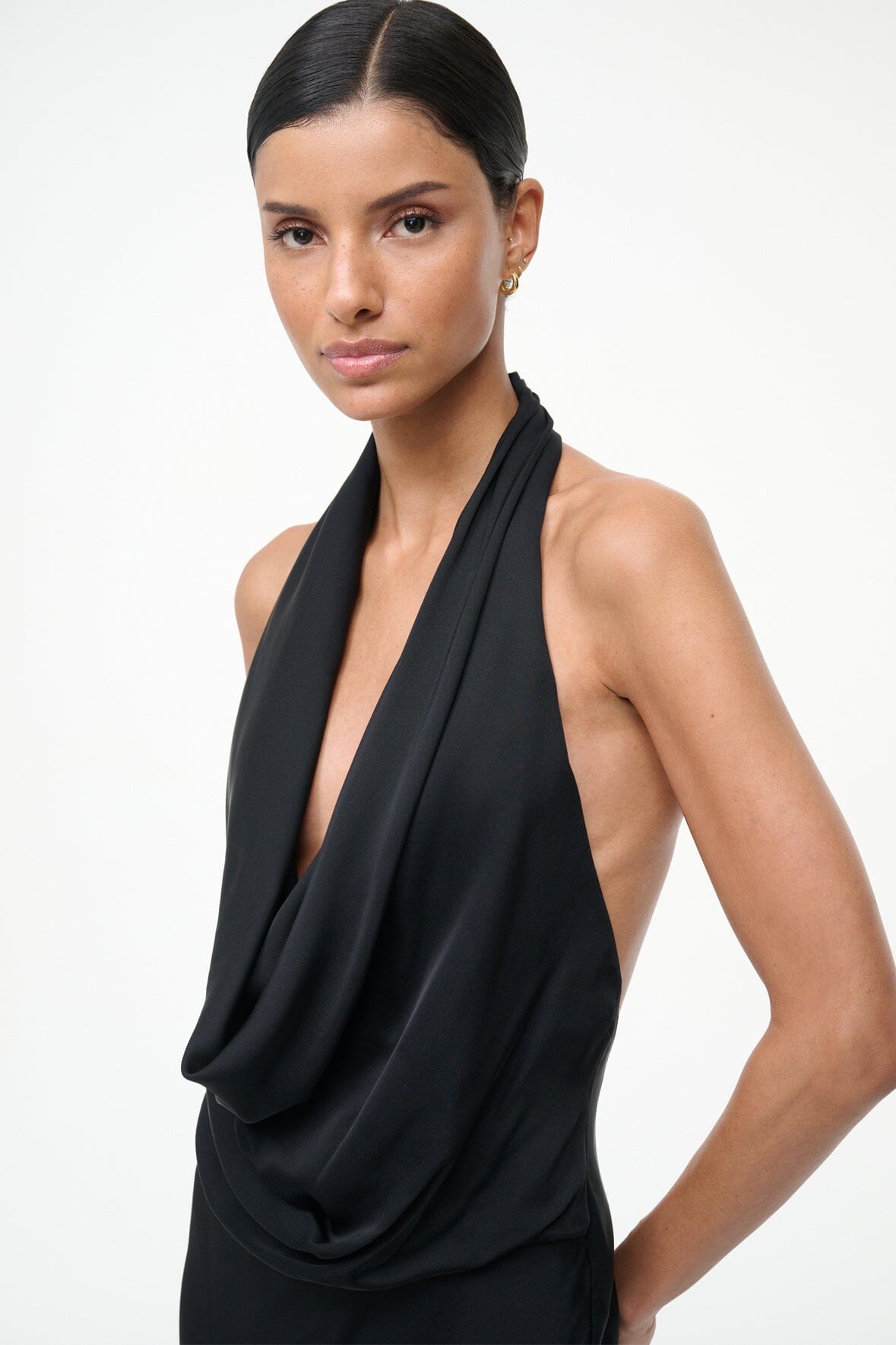 STAUD | Poppi Silk Dress Black