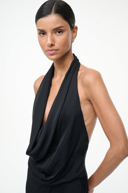 STAUD | Poppi Silk Dress Black