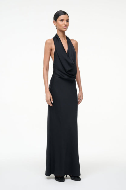 STAUD | Poppi Silk Dress Black