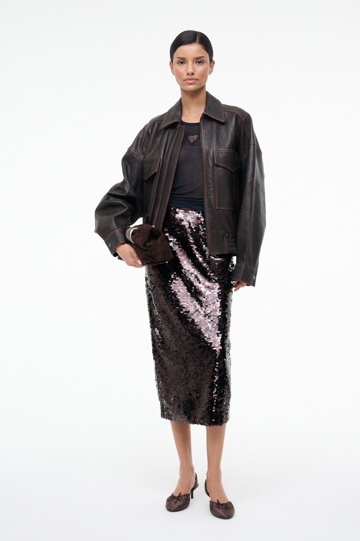 STAUD | Ciara Skirt Espresso Black