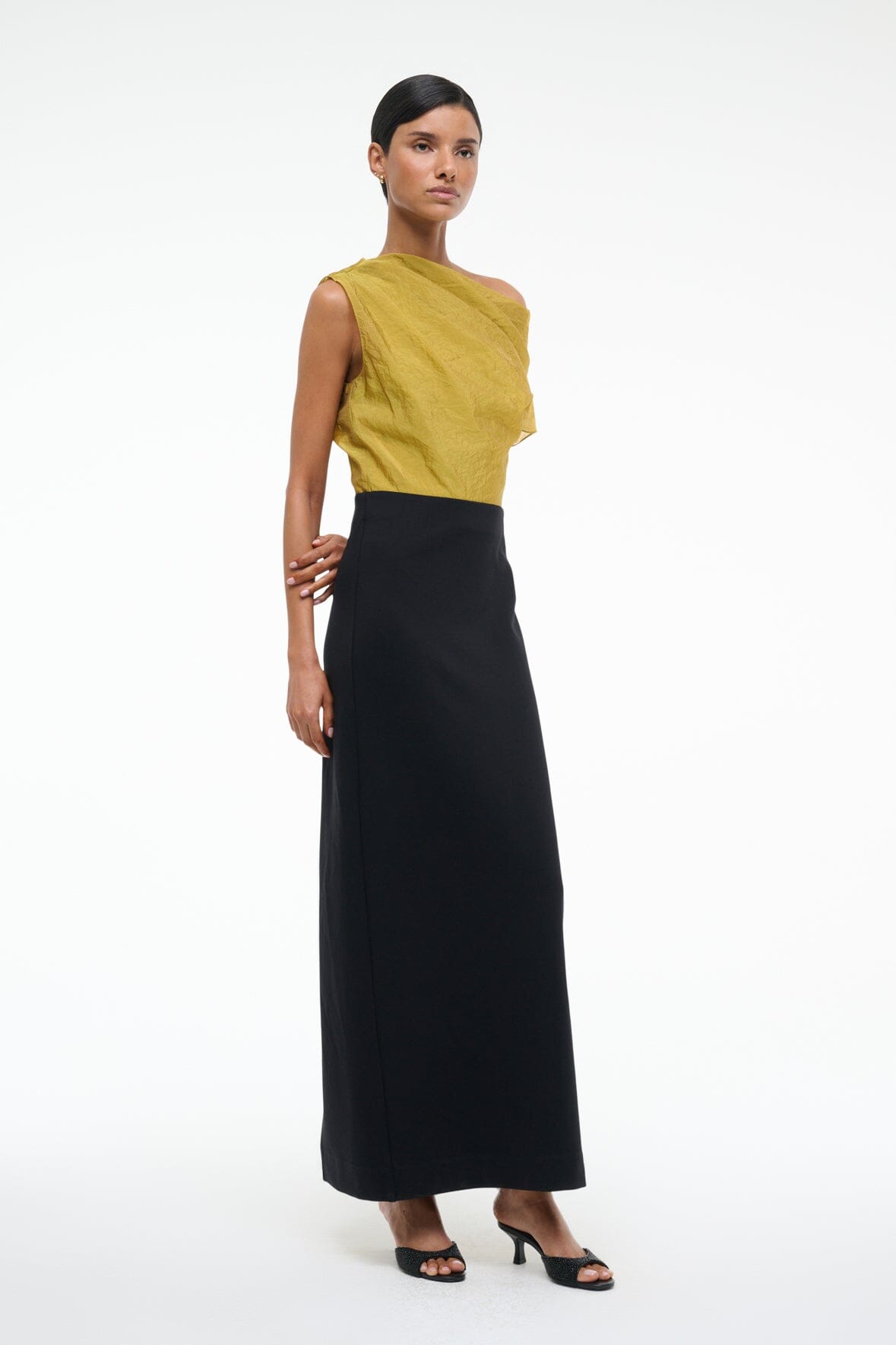 STAUD | Topaz Dress Chartreuse/Black