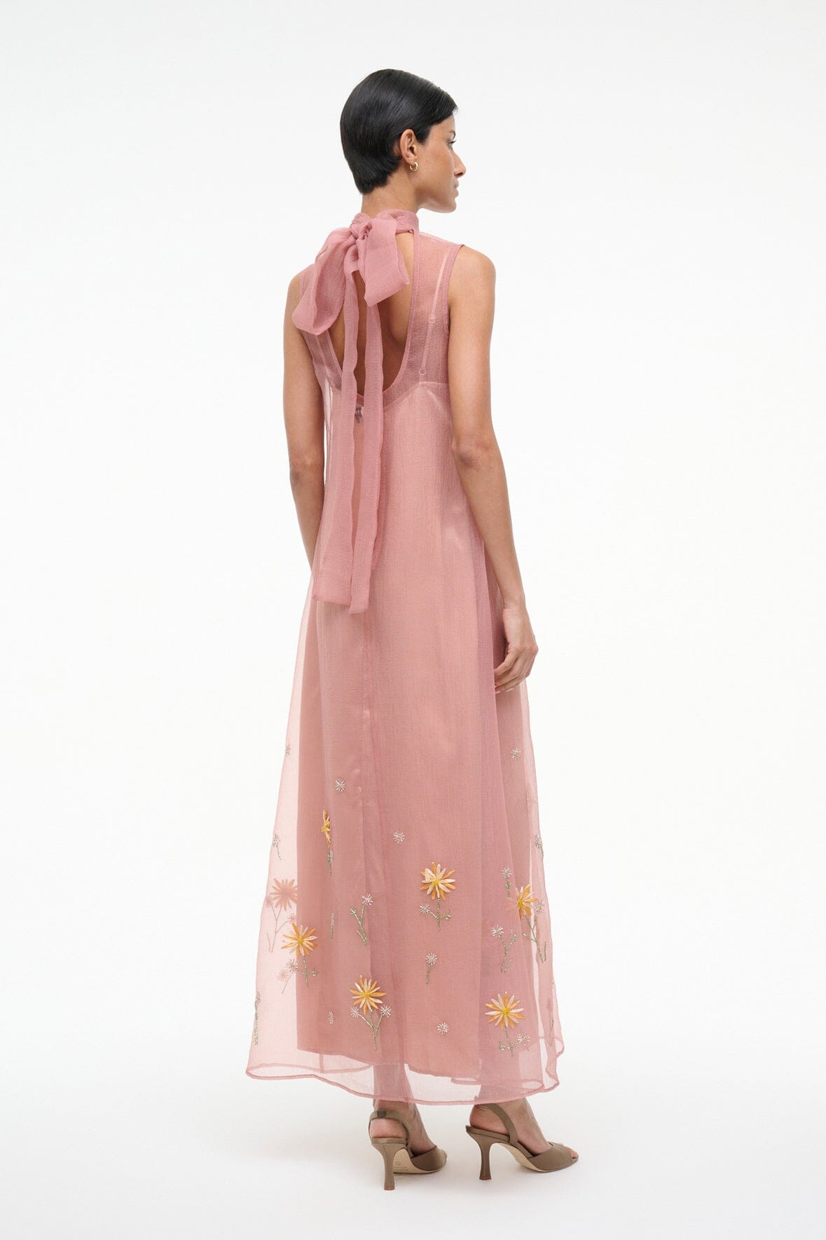 STAUD | Albee Dress In Dahlia Daydream Pink - Organza Evening Gown