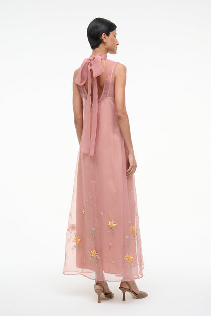 STAUD | Albee Dress In Dahlia Daydream Pink - Organza Evening Gown