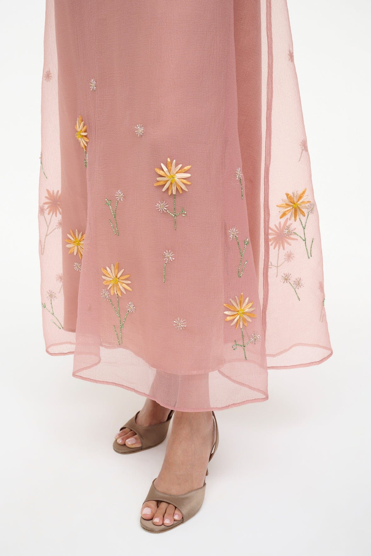 STAUD | Albee Dress In Dahlia Daydream Pink - Organza Evening Gown