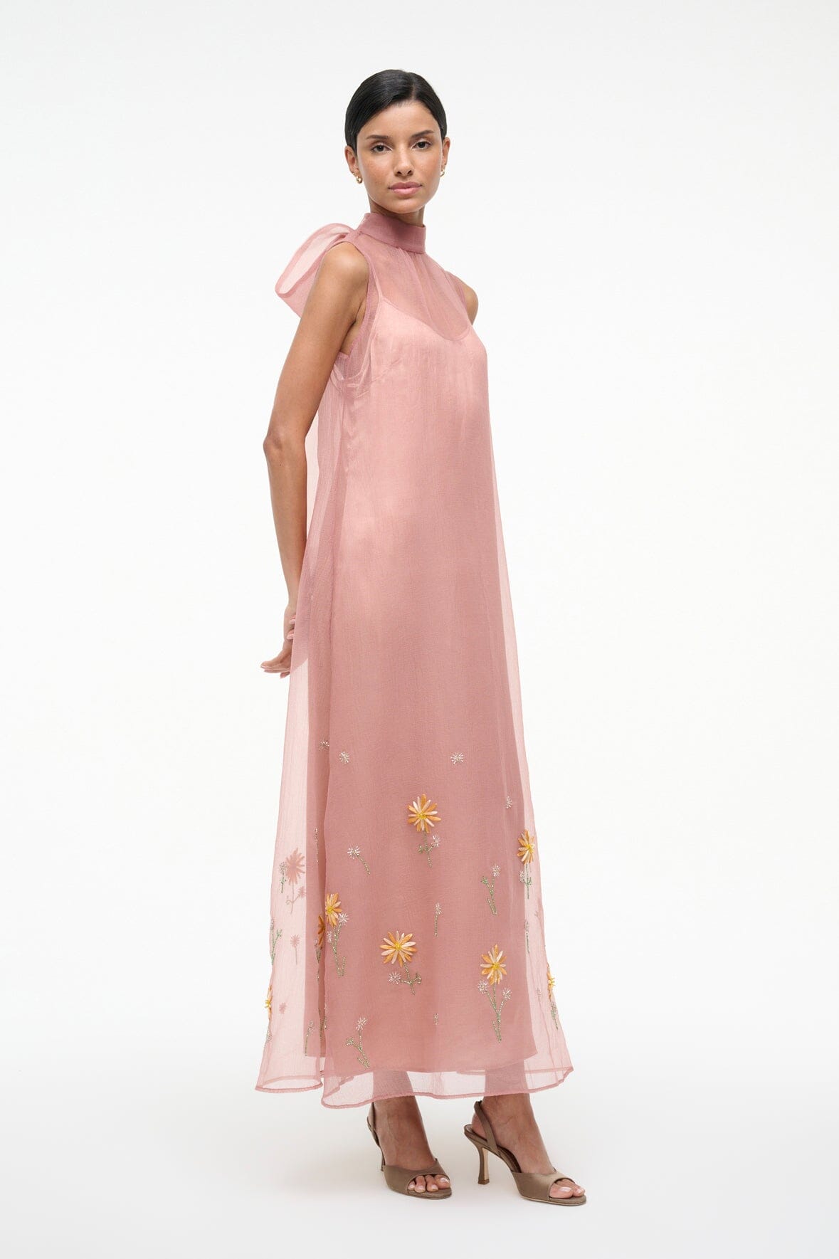 STAUD | Albee Dress In Dahlia Daydream Pink - Organza Evening Gown