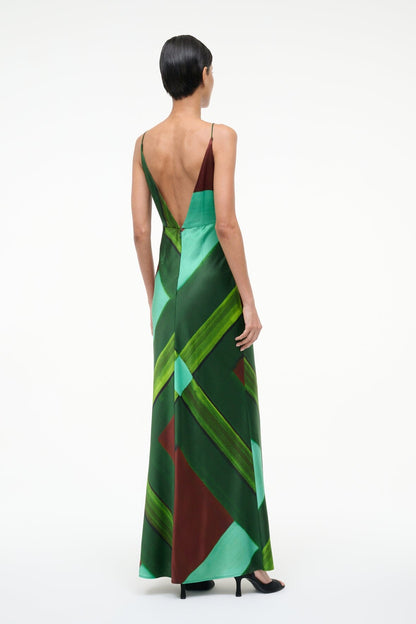 STAUD | Hank Silk Dress Emerald Prism