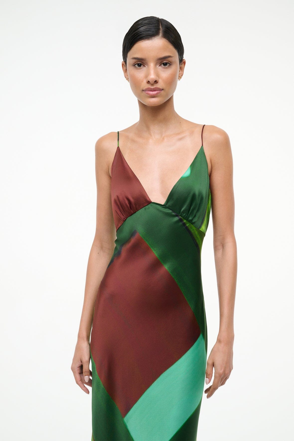 STAUD | Hank Silk Dress Emerald Prism