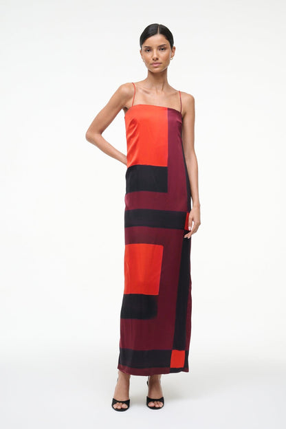 STAUD | Mae Silk Dress Ruby Prism