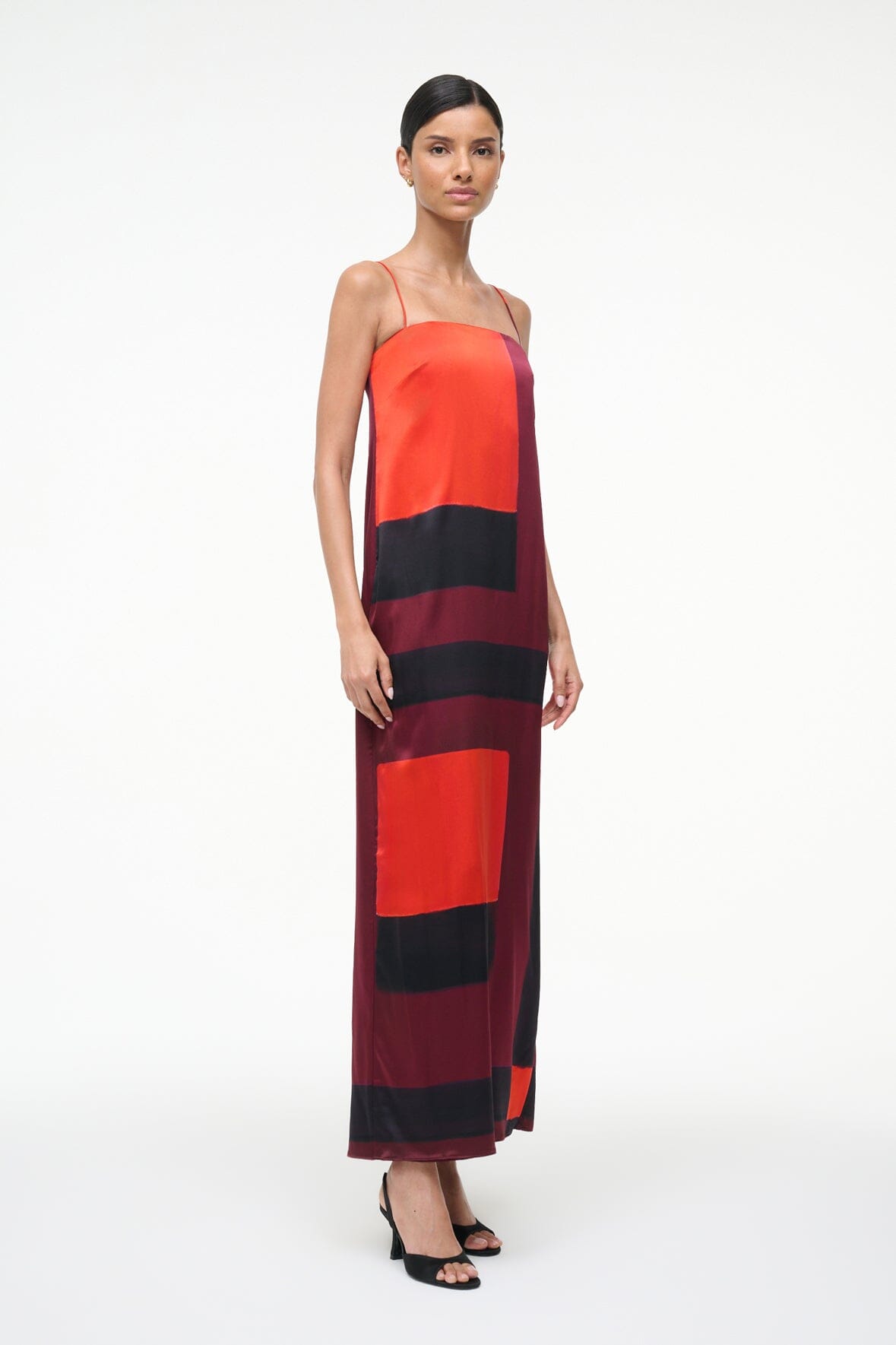 STAUD | Mae Silk Dress Ruby Prism