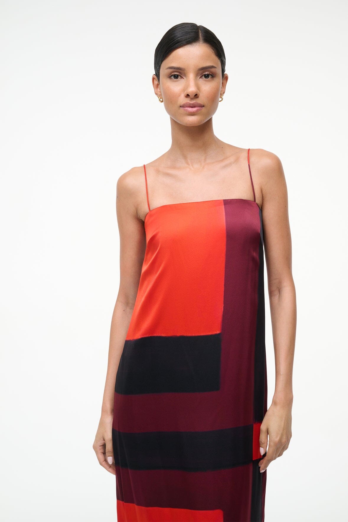 STAUD | Mae Silk Dress Ruby Prism