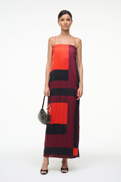 STAUD | Mae Silk Dress Ruby Prism