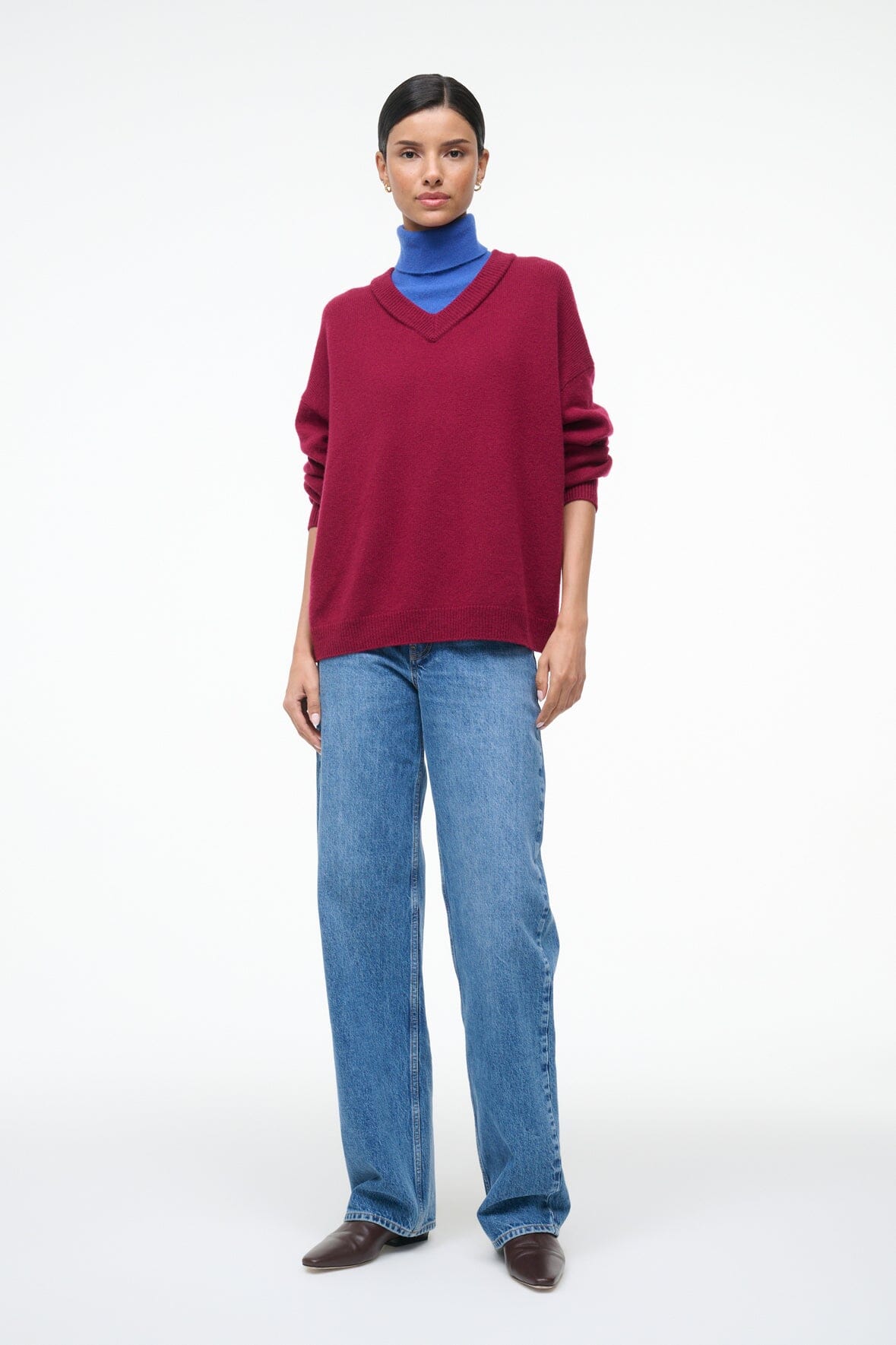 STAUD | Doris Cashmere Sweater Crimson Sapphire