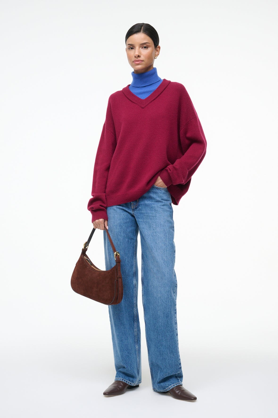 STAUD | Doris Cashmere Sweater Crimson Sapphire