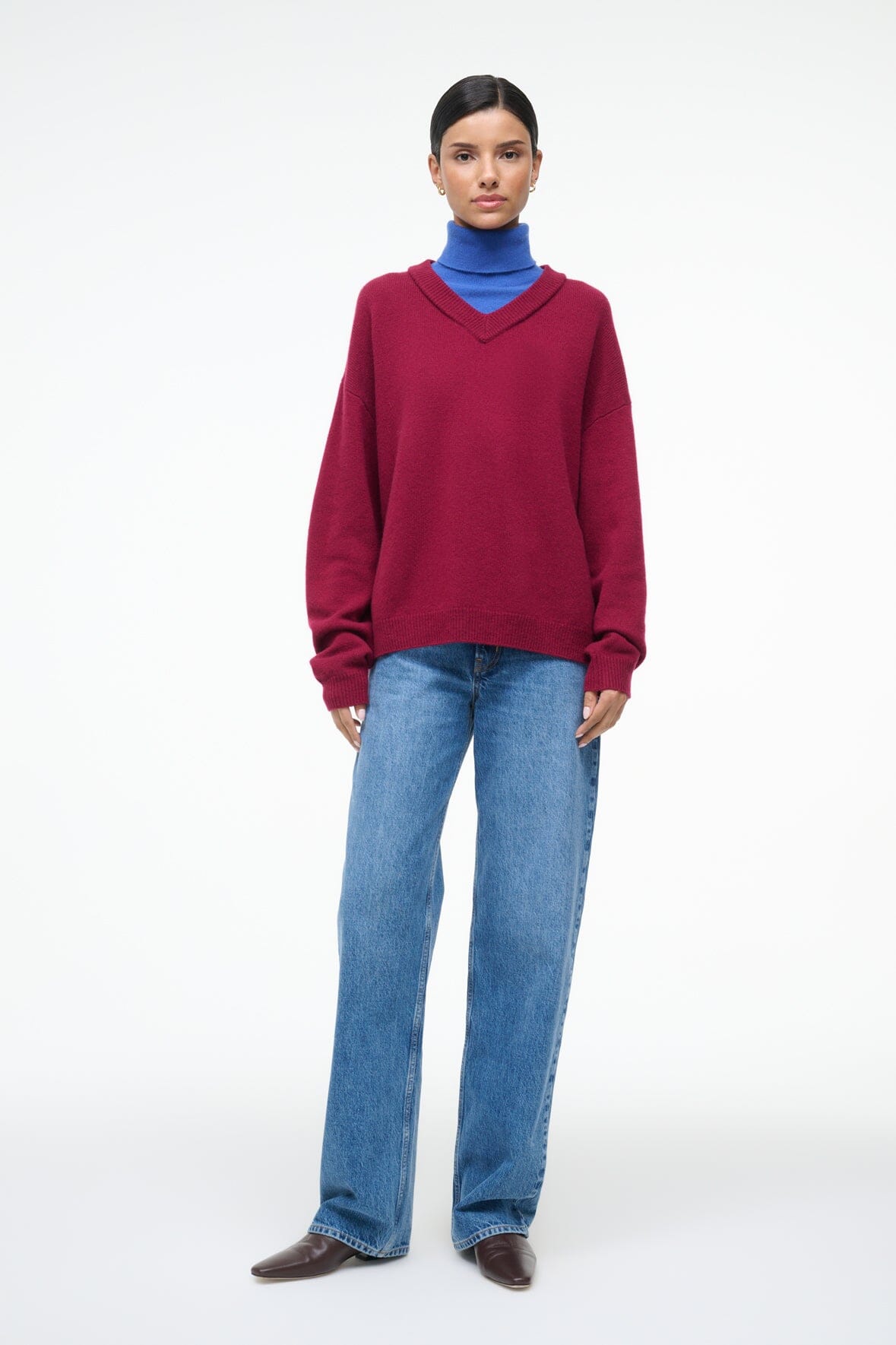 STAUD | Doris Cashmere Sweater Crimson Sapphire