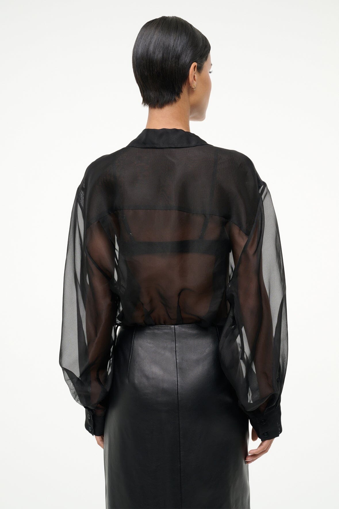 STAUD | Eve Silk Bodysuit Black