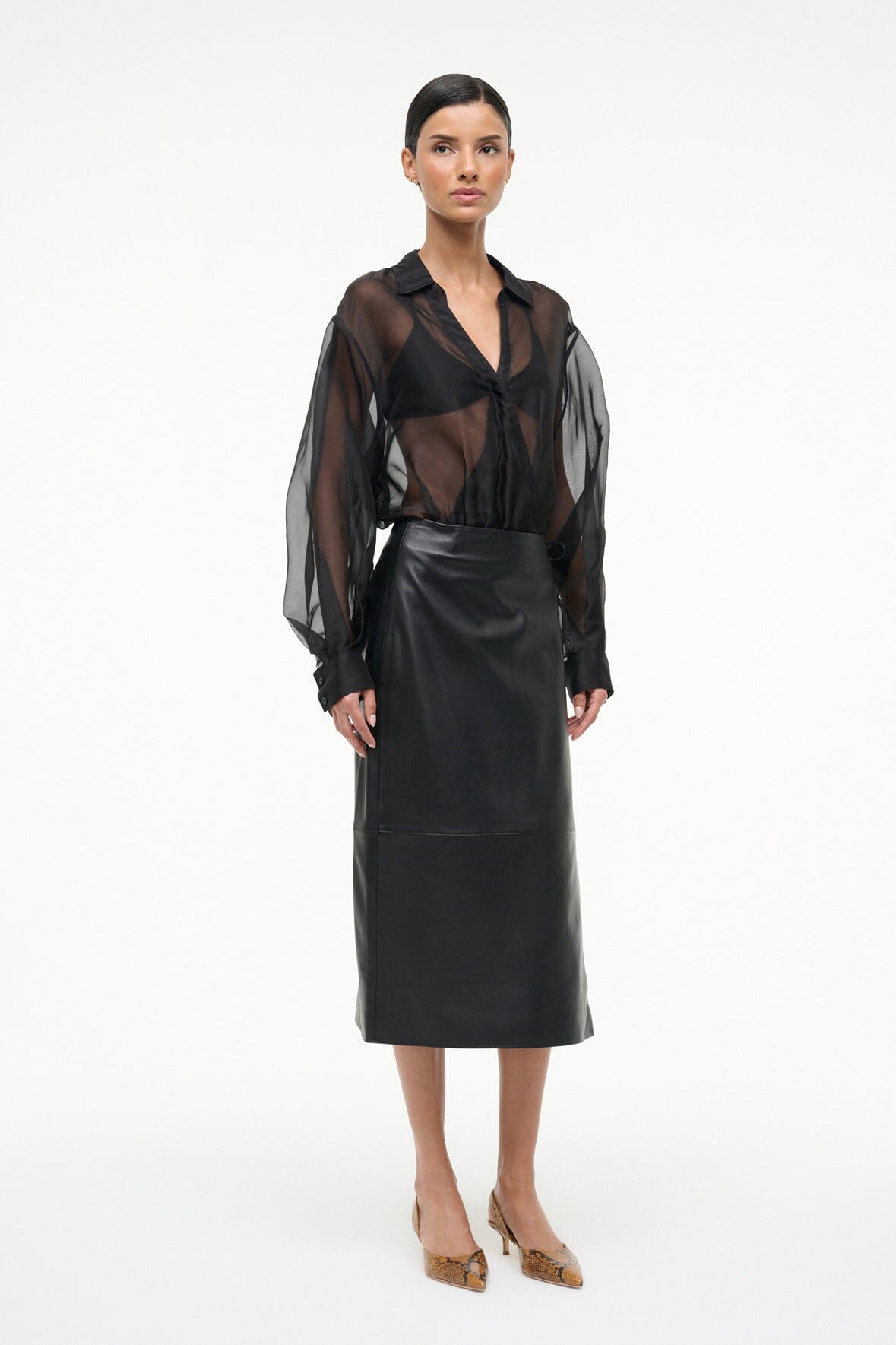 STAUD | Eve Silk Bodysuit Black