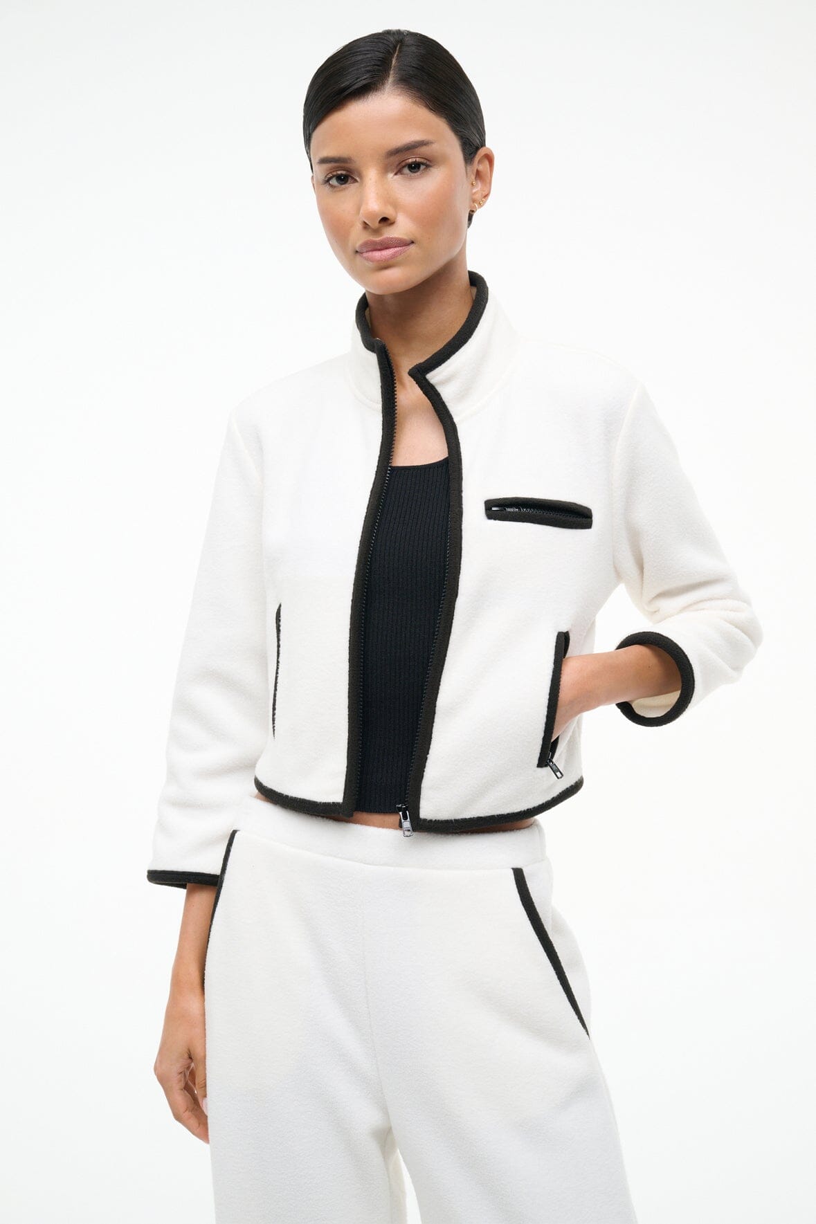 STAUD | Jeter Jacket Ivory Black