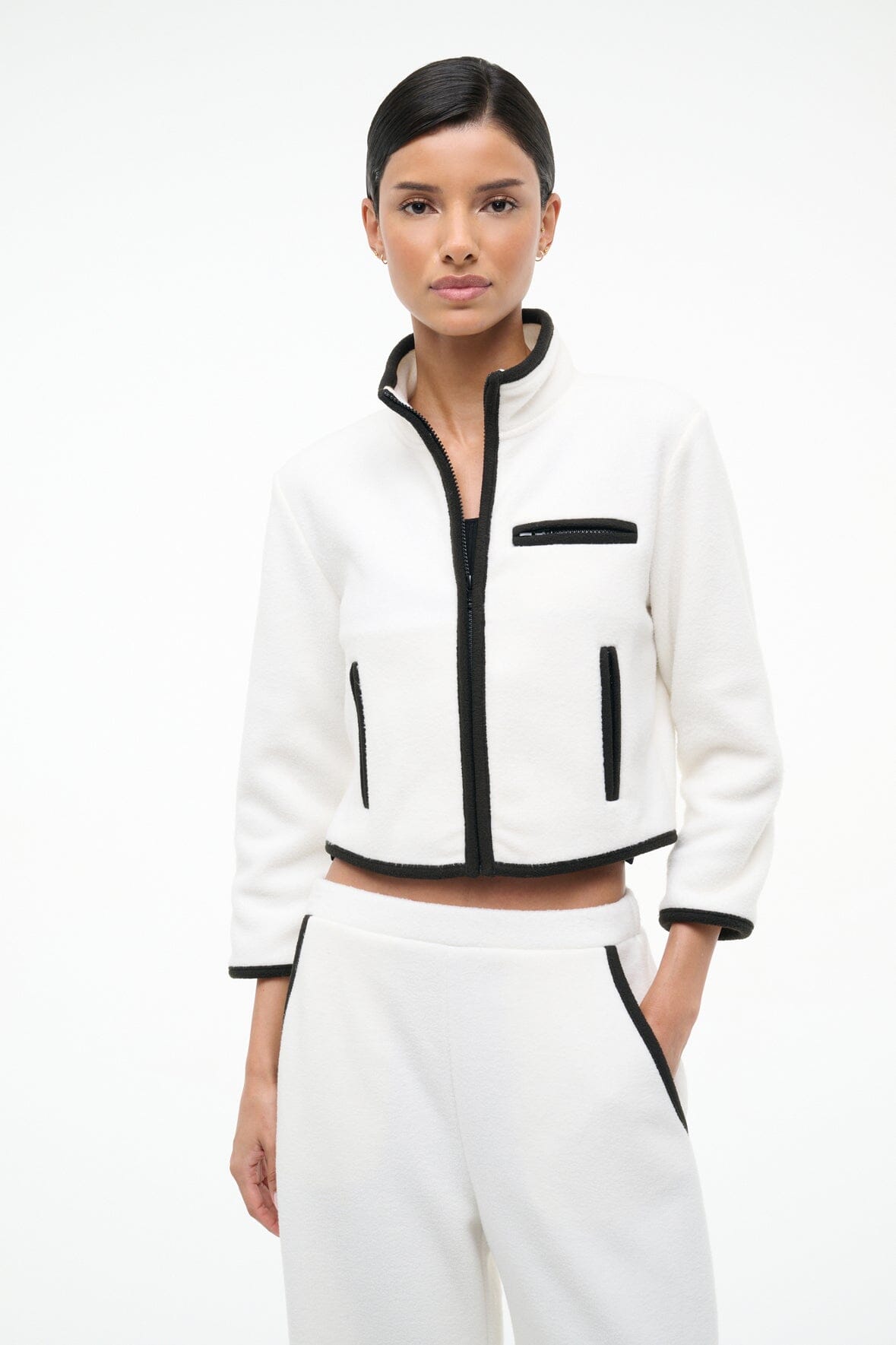 STAUD | Jeter Jacket Ivory Black