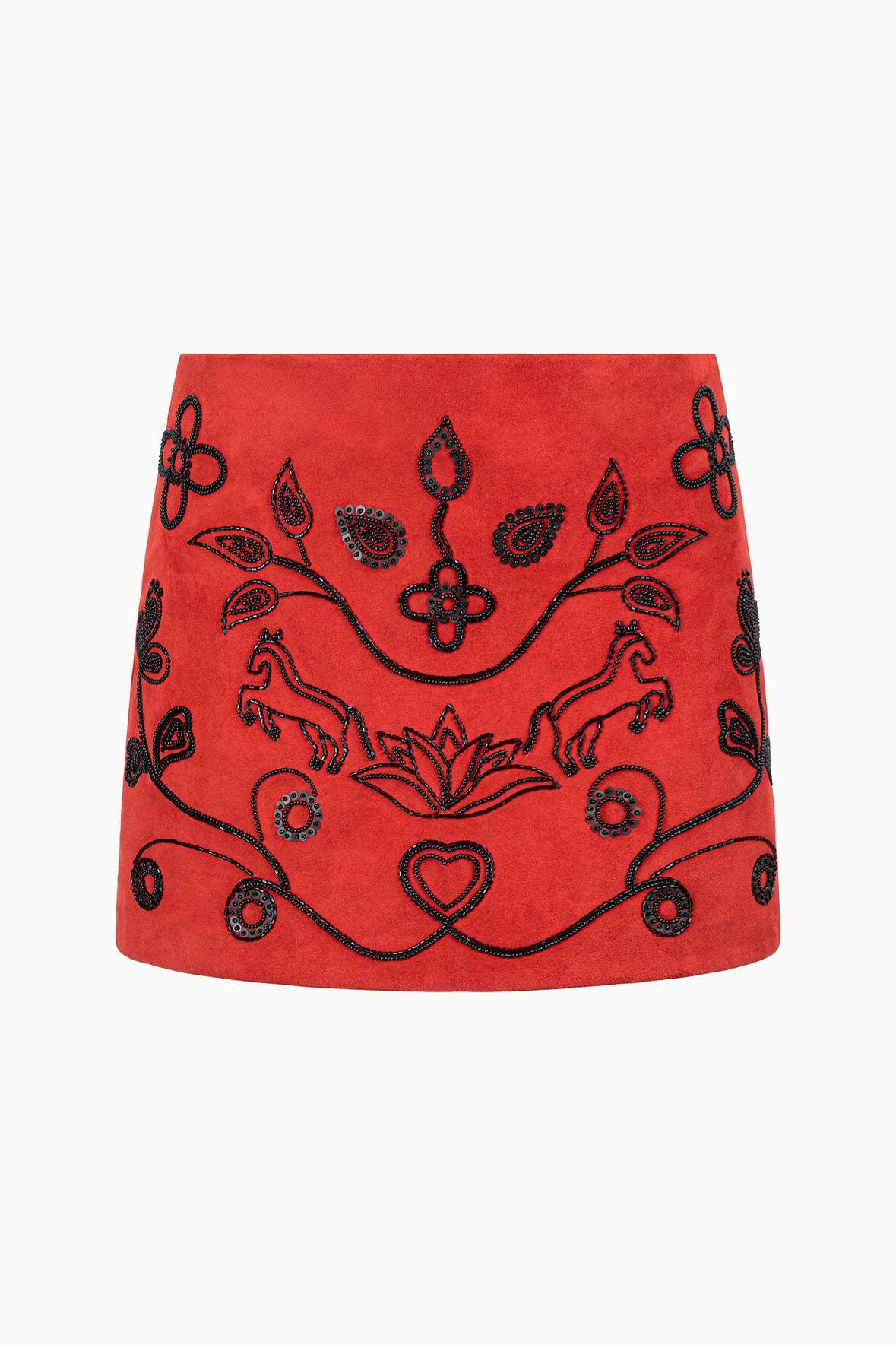 STAUD | Crest Skirt Cayenne Beaded