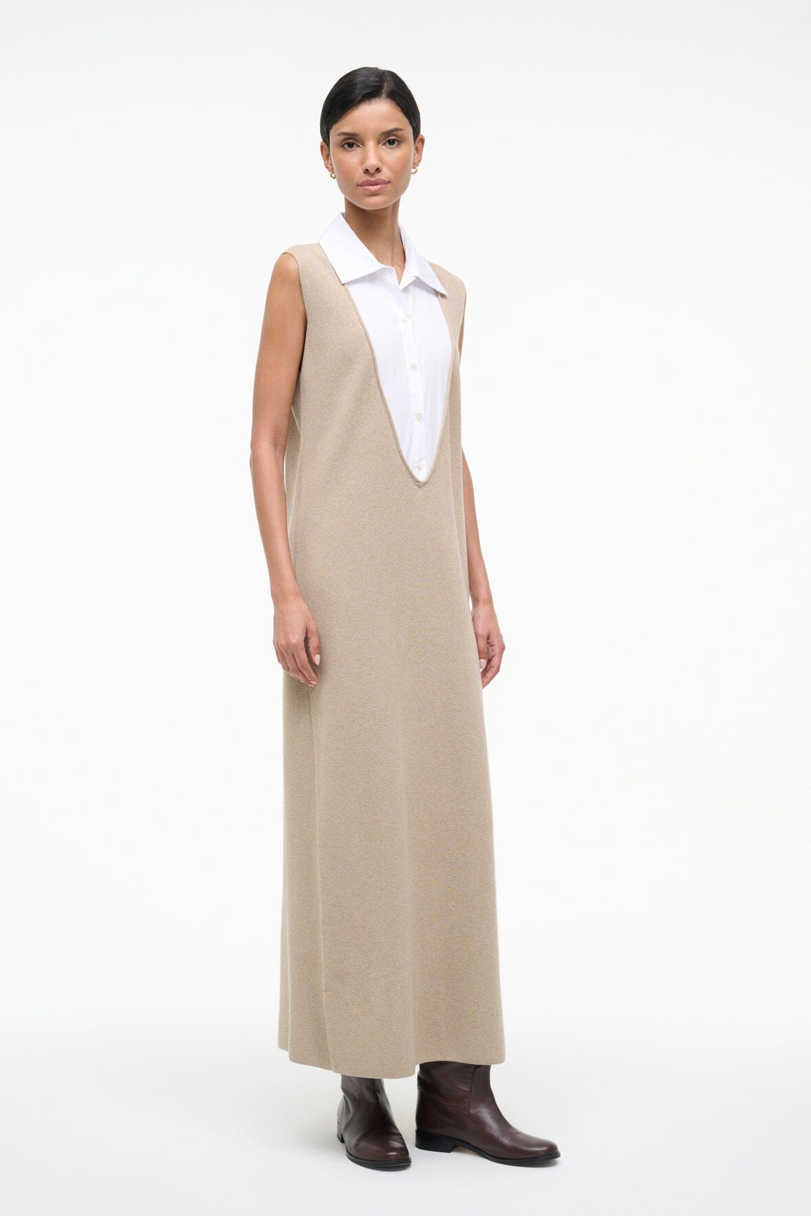 STAUD | Leslie Dress Sand/White