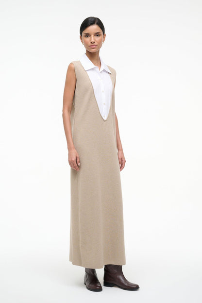 STAUD | Leslie Dress Sand/White