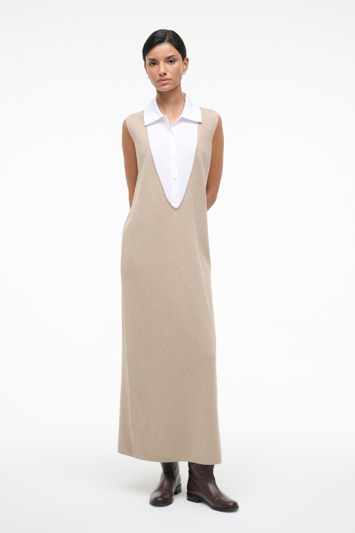 STAUD | Leslie Dress Sand/White