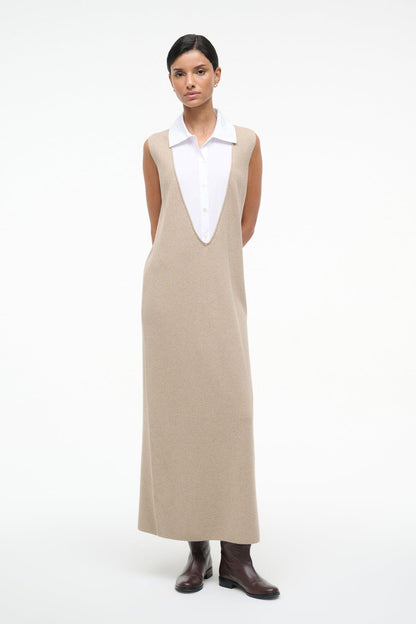 STAUD | Leslie Dress Sand/White