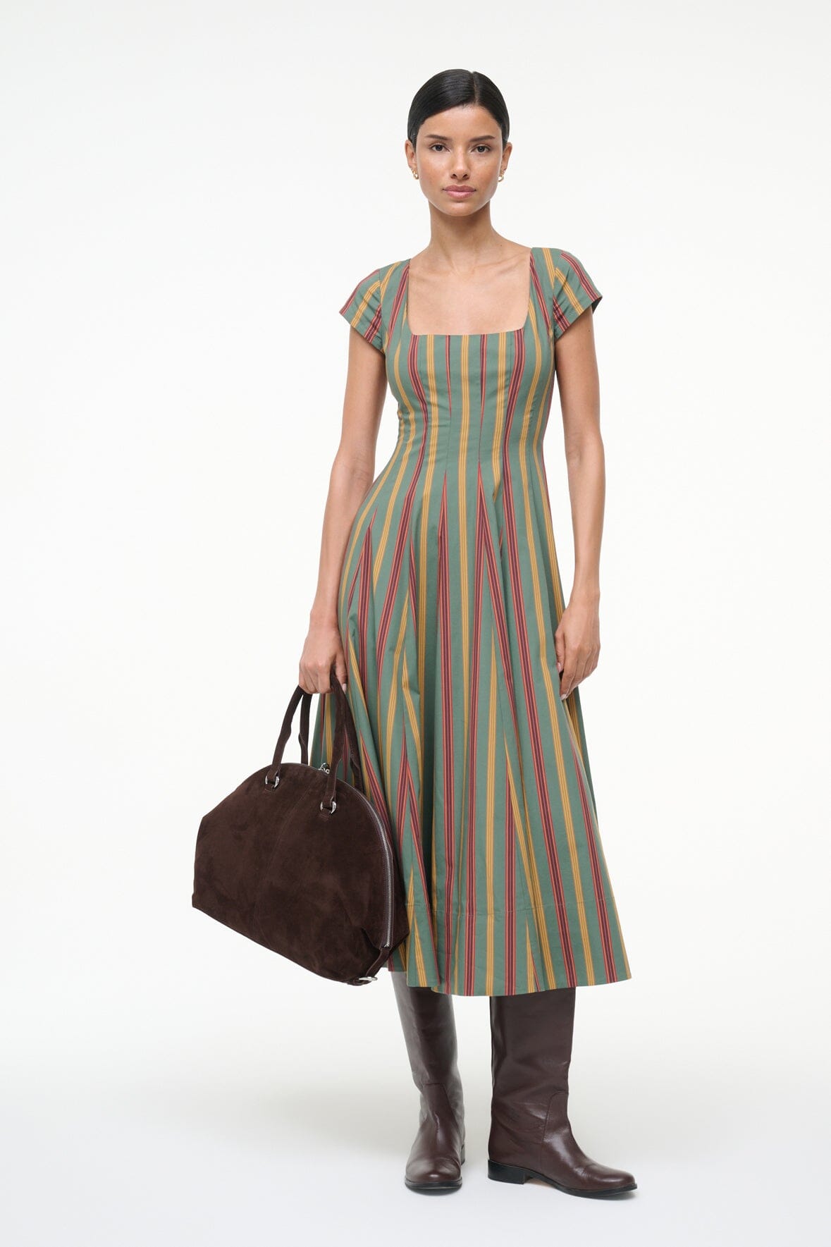 STAUD | Short Sleeve Wells Dress Trailblazer Stripe