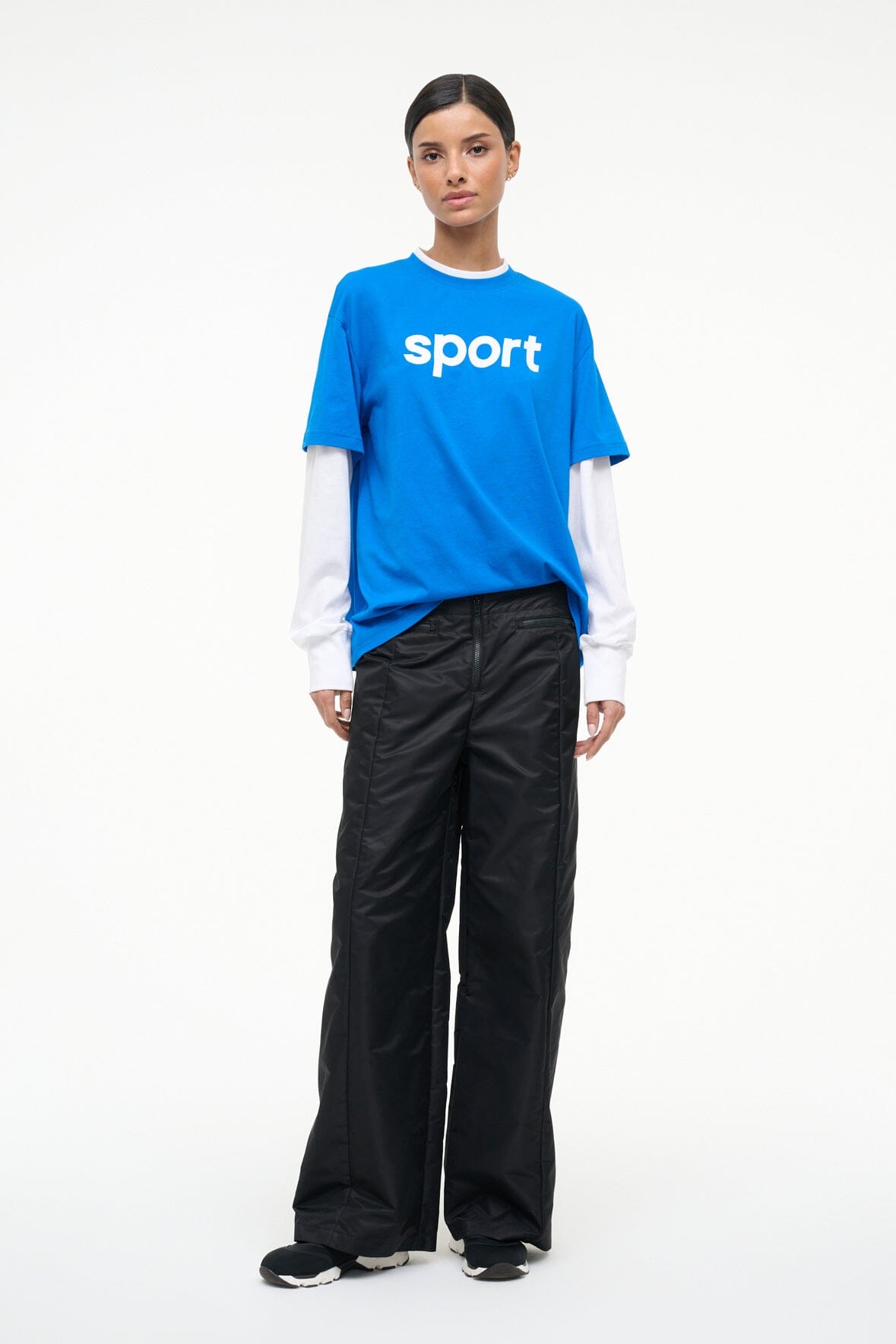 STAUD | Junior Long Sleeve Tee Varsity Blue White