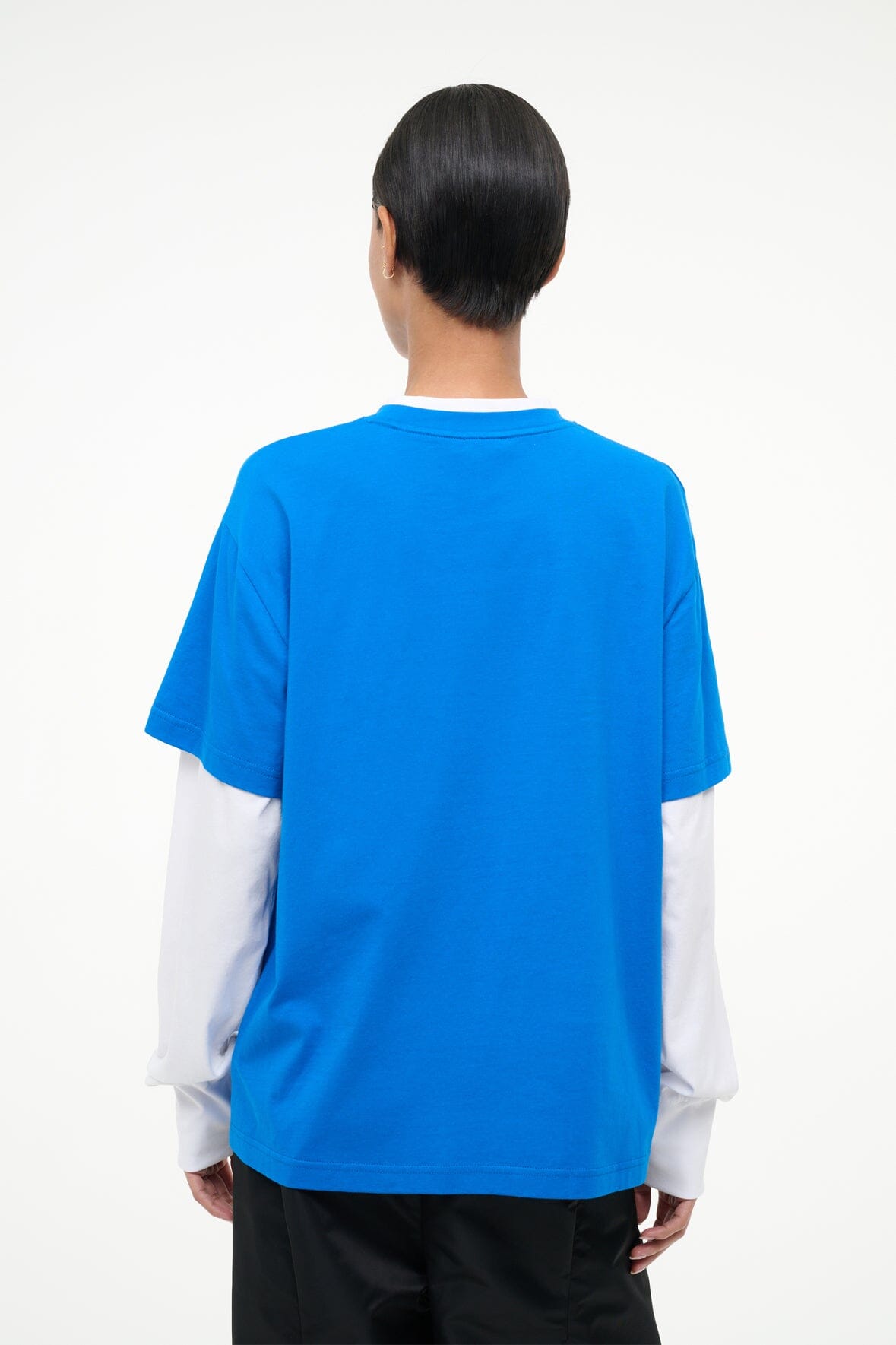 STAUD | Junior Long Sleeve Tee Varsity Blue White