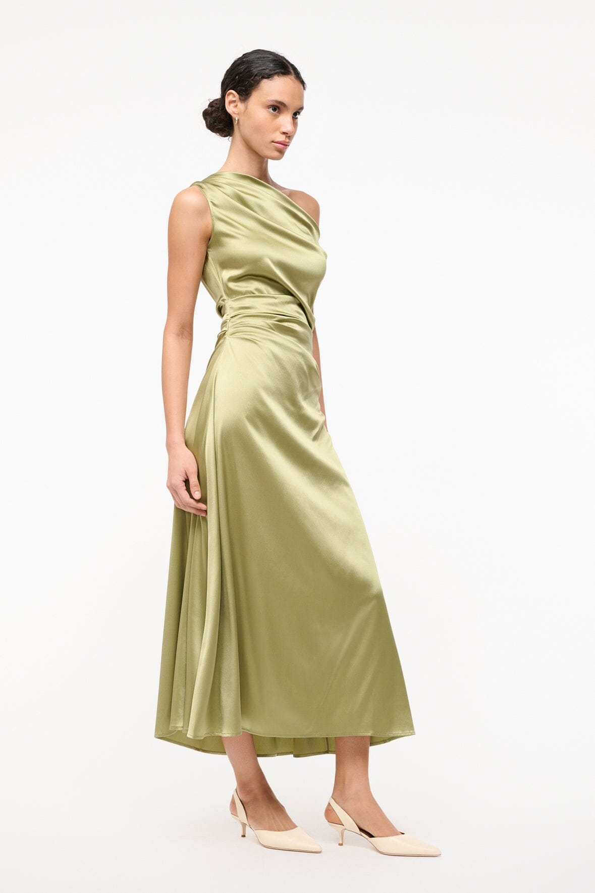STAUD | Phare Silk Dress Moss
