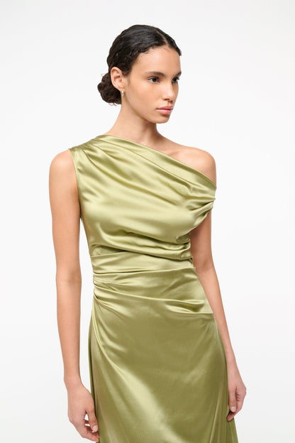 STAUD | Phare Silk Dress Moss