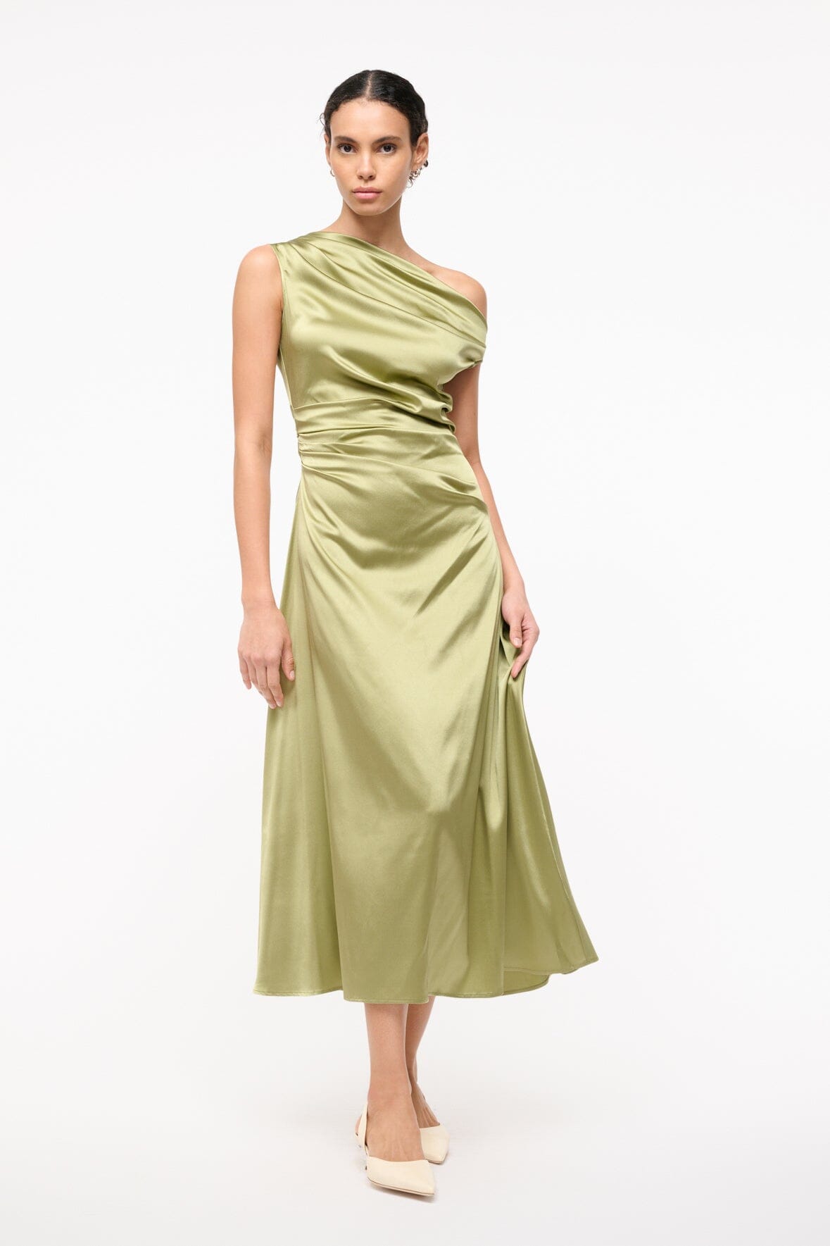 STAUD | Phare Silk Dress Moss