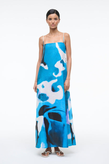 STAUD | Laura Linen Dress Blue Haze