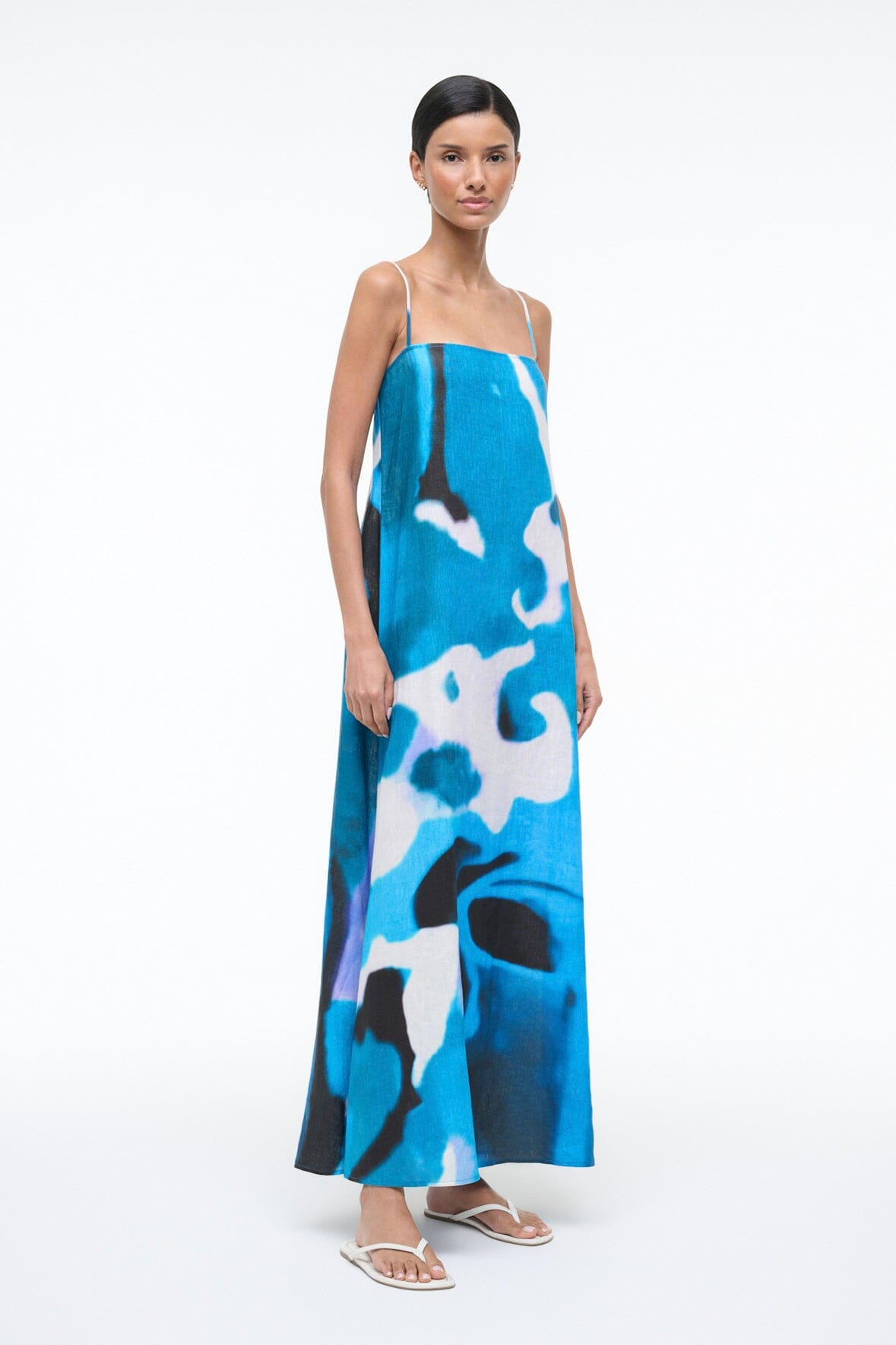 STAUD | Laura Linen Dress Blue Haze