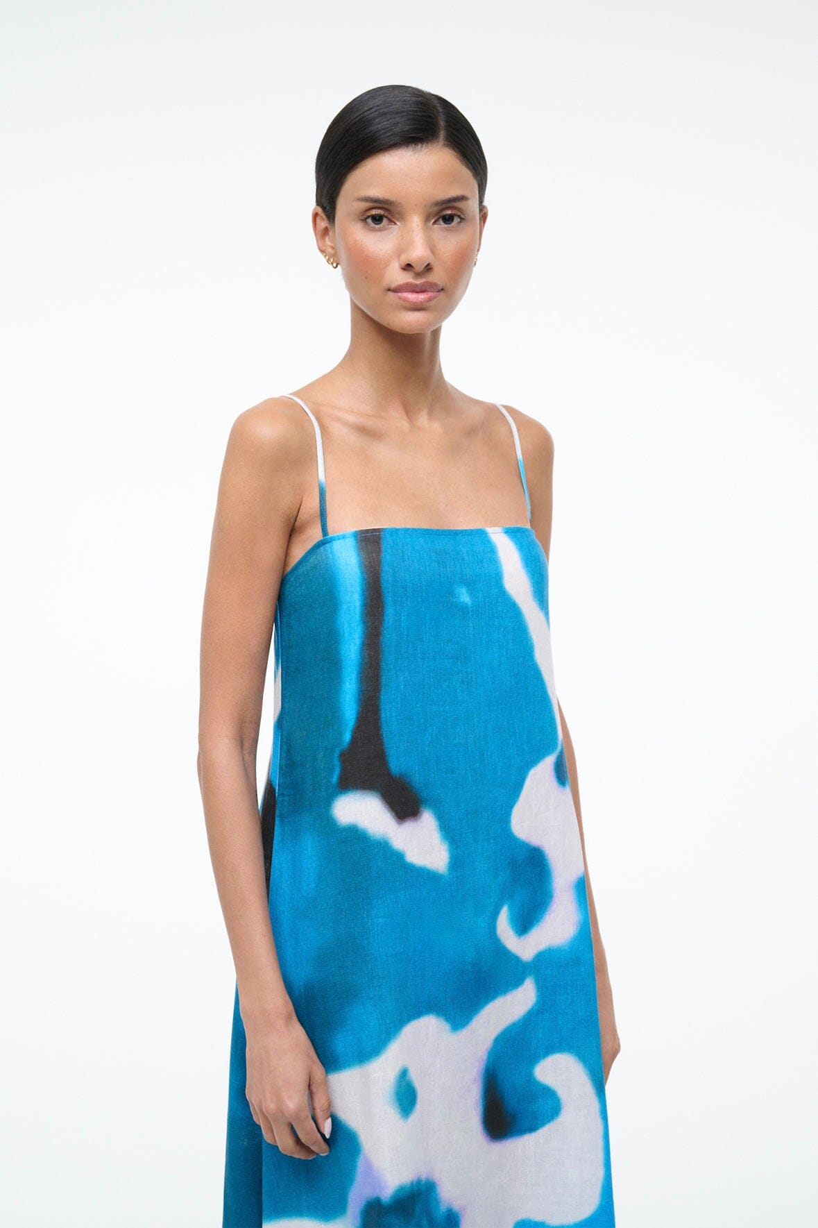 STAUD | Laura Linen Dress Blue Haze