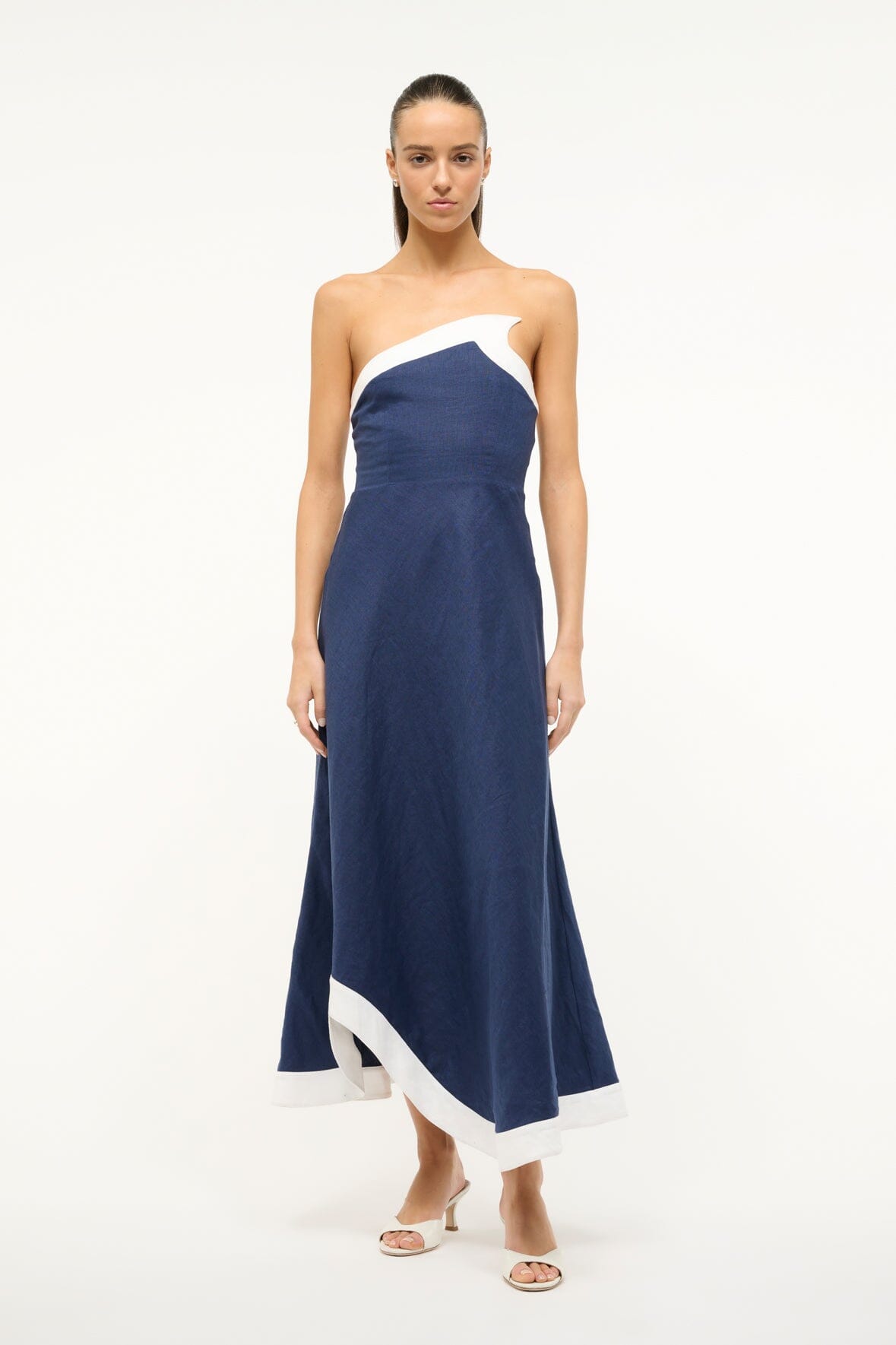STAUD | Sirani Dress Navy White