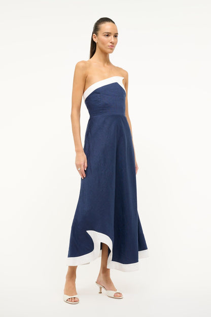 STAUD | Sirani Dress Navy White