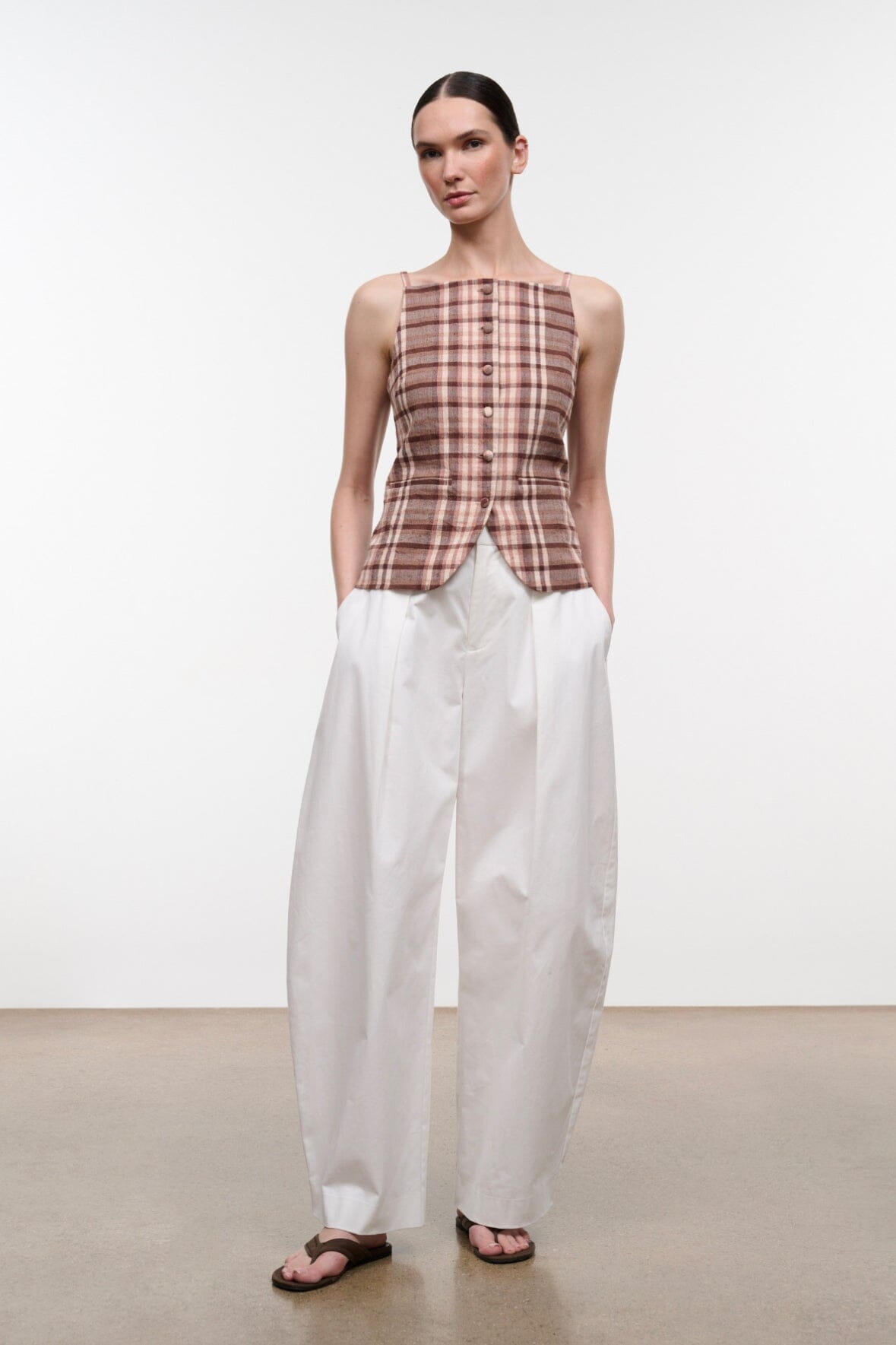 STAUD | Una Top Tuscany Plaid