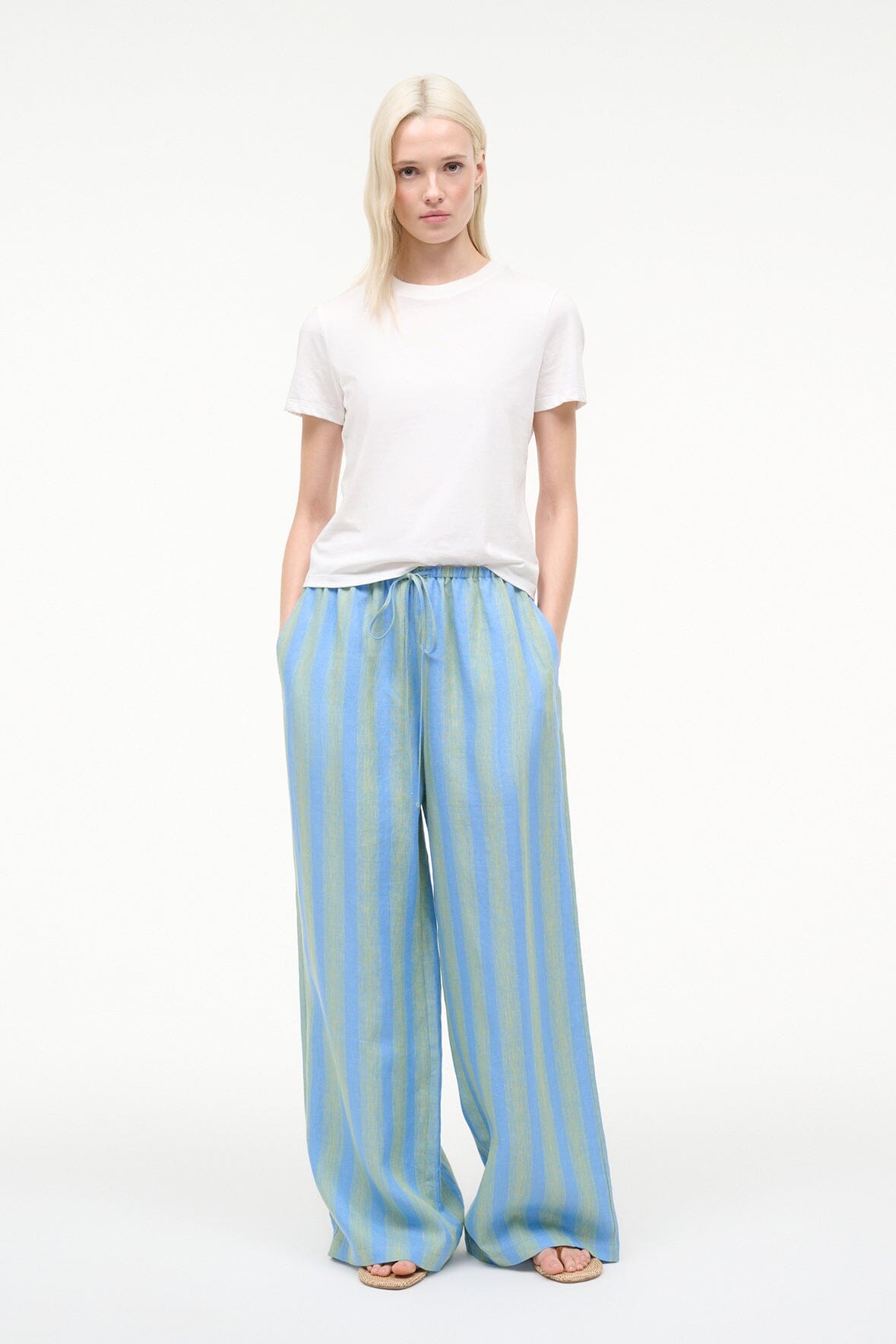STAUD | Mateo Linen Pant Seaport Stripe