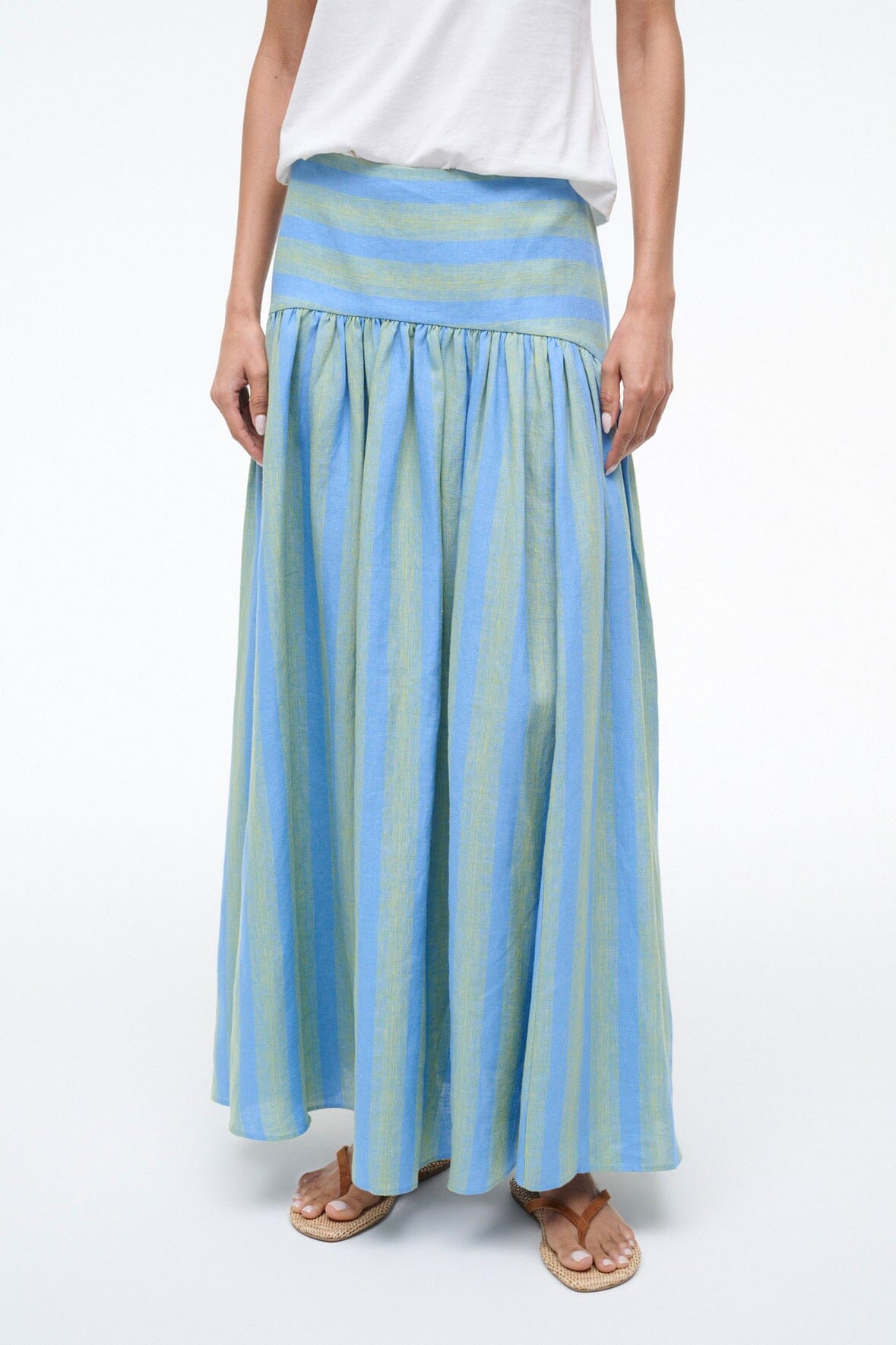 STAUD | Procida Linen Skirt Seaport Stripe