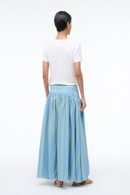 STAUD | Procida Linen Skirt Seaport Stripe