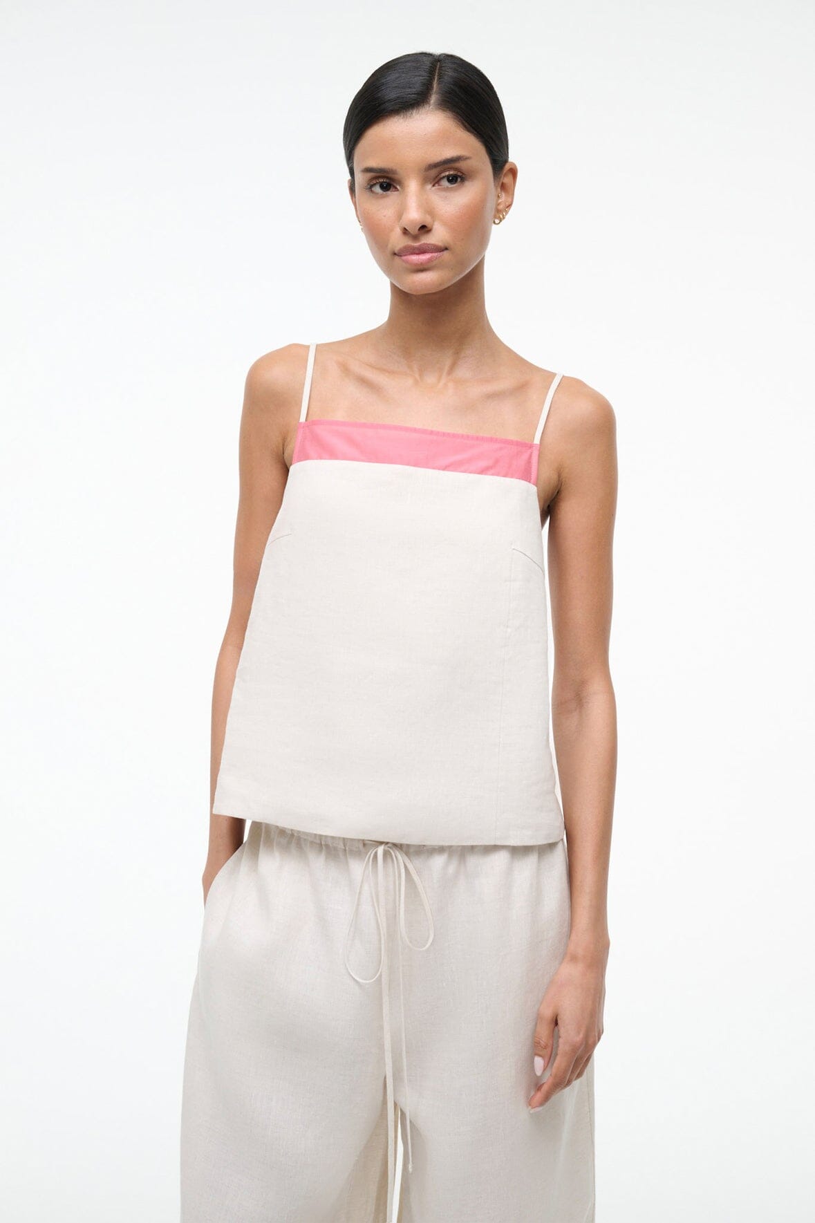 STAUD | Maisie Linen Top Blush Canyon