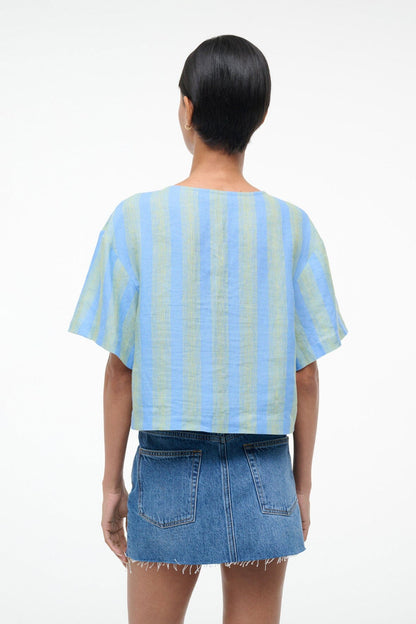 STAUD | Ava Linen Top Seaport Stripe