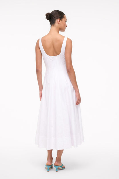 STAUD | Wells Dress White Embroidery